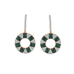 Round Malachite and Diamond Desired Earrings