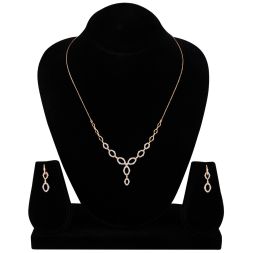 Chainlink Design Diamond and Rose Gold Necklace Set