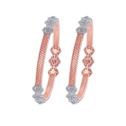 Floral Mesh Diamond Rose Gold Bangles Set of 2