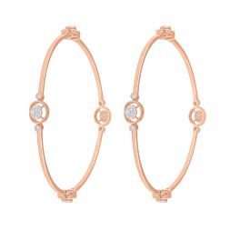 Classic 14Kt Rose Gold and Diamond Bangle Pair