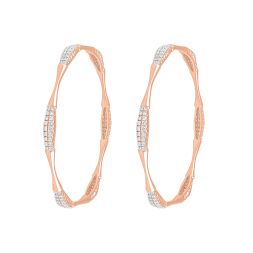 Subtle Diamond and Rose Gold Pair of Bangles