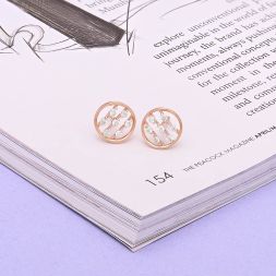 Alluring Geometric Diamond and Rose Gold Studs