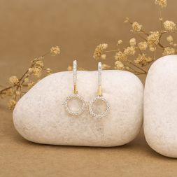 Round Diamond Studded Drop Earrings