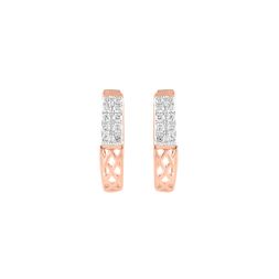 Intricate Lattice Pattern Diamond Hoop Earrings