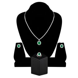 Classic Crown Star Green Gemstone and Diamond Necklace Set