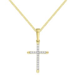 Cross Diamond Yellow Gold Pendnant