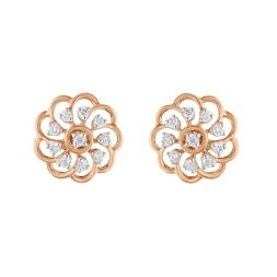 Floral Diamond and Yellow Gold Studs