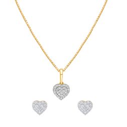 Classic Hearts Yellow Gold Diamond Pendant Set