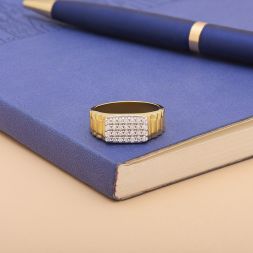 Scintillating Yellow Gold Diamond Men's Ring