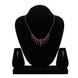 Red Stone Delicate Diamond Necklace Set