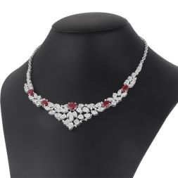 Subtle Diamond and White Gold Cocktail Necklace