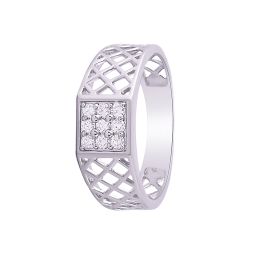 Lattice Pattern Men's Platinum Finger Band