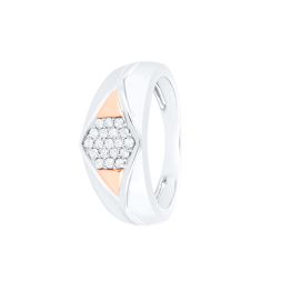 Gleaming Geometric Diamond and Rose Gold Men's Finger Ring