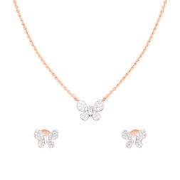 Butterfly Design Diamond Necklace Set