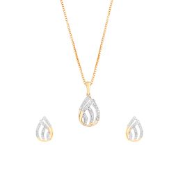 Delicate Drop Design Diamond Pendant Set