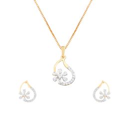 Dazzling Paisley Design Diamond Pendant Set