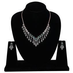 Delicate Astra Green Onyx and Diamond Necklace Set