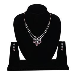 Elegant Astra Red Stone and Diamond Necklace Set