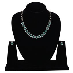 Floral Astra Green Onyx and Diamond Necklace Set