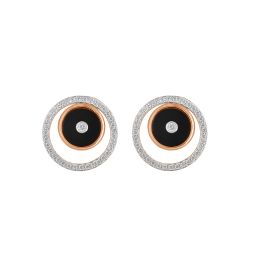 Black Onyx Round Desired Earrings in 18KT Rose Gold