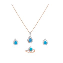 Elegant Turquoise Blue Diamond Necklace Set