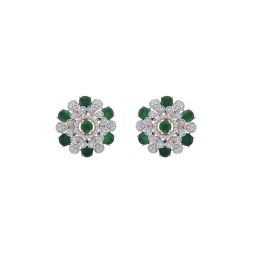 Glamorous Diamond and Emerald Studs