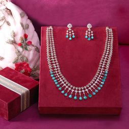 Bright Diamond and Green Gemstone Jewellery Set