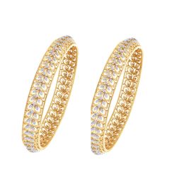 Quirky Gold and Diamond Bangle Set of 2