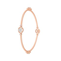 Classic 14Kt Rose Gold and Diamond Bangle Pair