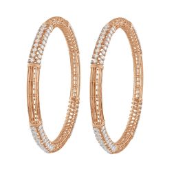 Chunky Lattice Pattern Pair of Diamond Bangles