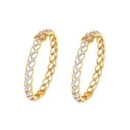 Leaf Design Diamond Bangle Set of 2