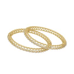 Enticing Diamond Yellow Gold Pair Of Bangle