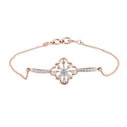 Geometric Design Rose Gold and Diamond Chain Bracelet