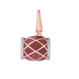 Drum Design Diamond and 14KT Rose Gold Pendant