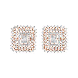 Rectangular Diamond Studded Earrings