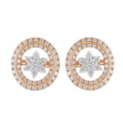 Floral 18KT Rose Gold Embellished Diamond Studs