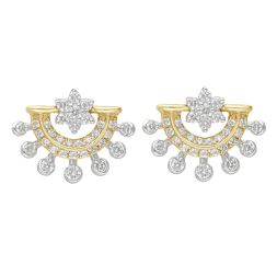 Stunning 18KT Yellow Gold Earrings Embellished with Diamonds