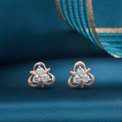 Triangular Rose Gold and Diamond Studs