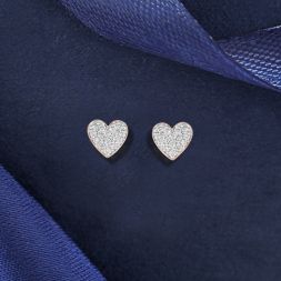 Gleaming Heart Shaped Diamond Studs