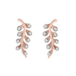 Tender Leaf Design Diamond Earcuff Earrings