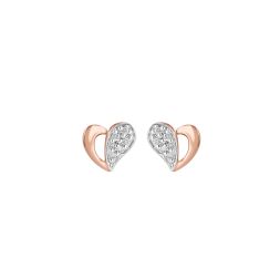 Heart Design Diamond and Rose Gold Studs