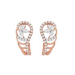 Unique Leaf Design Rose Gold Hoop Earrings