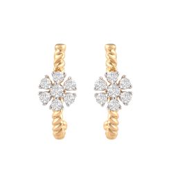 Attractive Floral Diamond Hoop Earrings