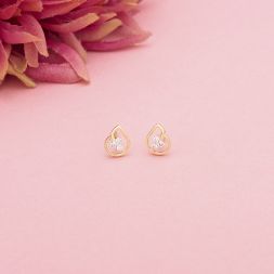 Leaf Design Yellow Gold and Diamond Studs