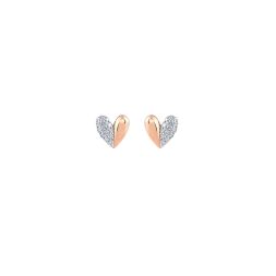 Heart Shaped Rose Gold and Diamond Studs