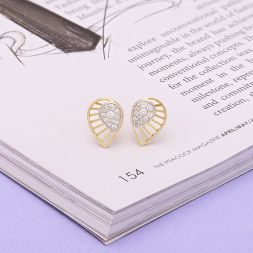 Lattice Pattern Teardrop Diamond Studs