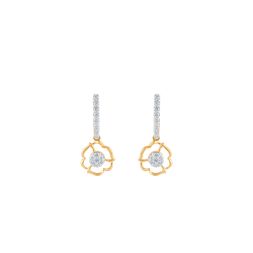 Slight Floral Diamond and Yellow Gold Earrings