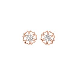 Contemporary Floral Diamond and Rose Gold Studs