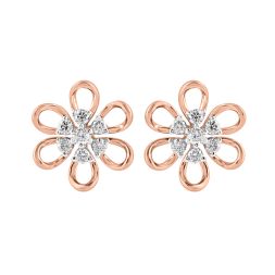 Petalled Diamond and Rose Gold Stud Earrings