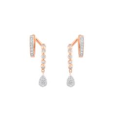 Shiny Rose Gold And Diamond Earrings